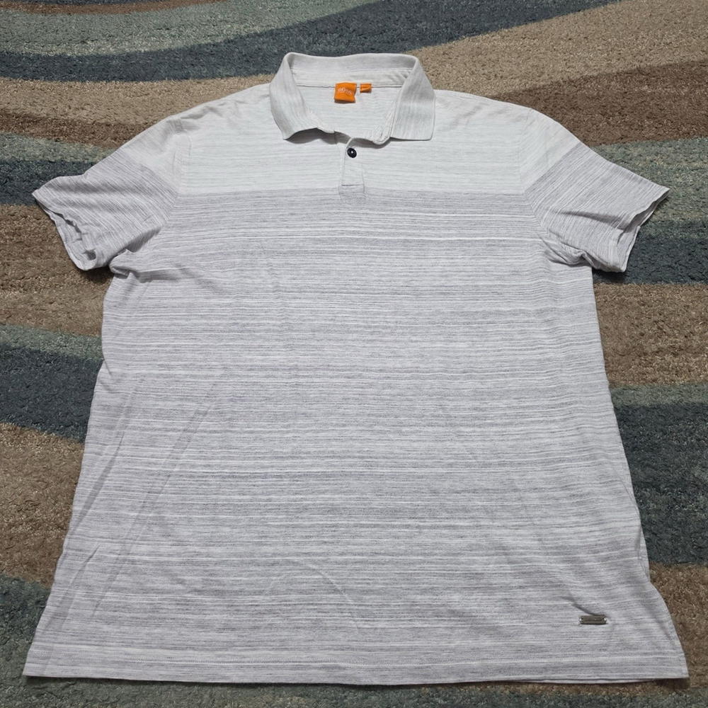 Hugo Boss Orange Polo Shirt Men's Size XL Gray Short Sleeve Pique Cotton